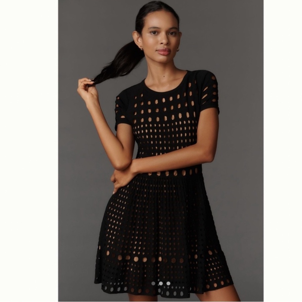 By Anthropologie Laser-Cut Mini Dress